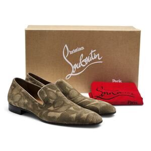 Christian Louboutin Dandelion Floral Canvas Loafers - Brown EU 42 / US 9 $995